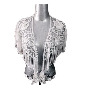 Beaded Shawl, one size, white